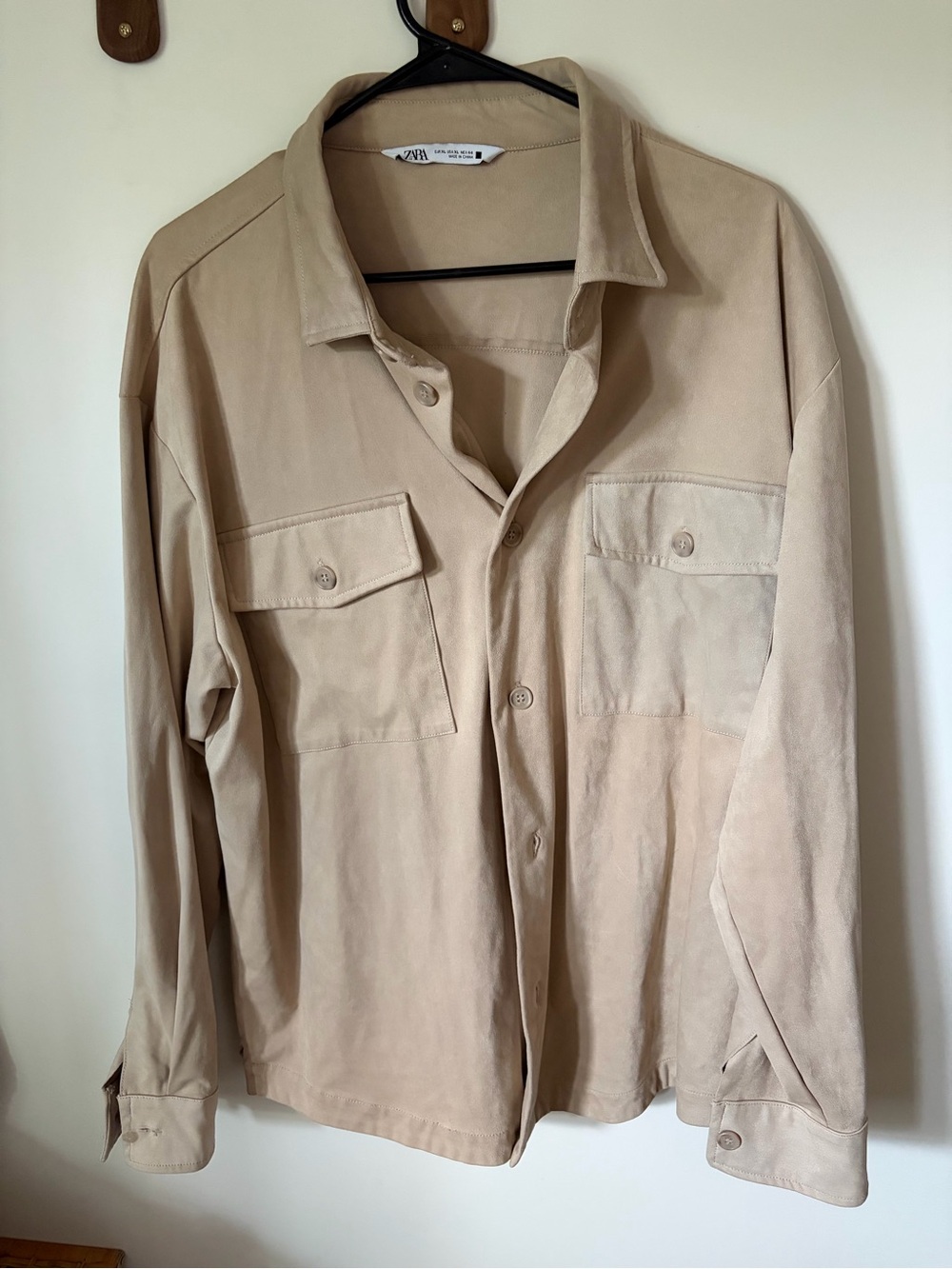 Zara faux Suede Beige Overshirt Jacket